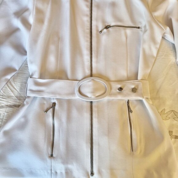 Vintage White Lightweight Belted Bomber Blazer - Picture 10 of 14
